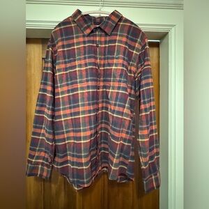 L.L. Bean Men's Rust Orange Plaid  Shirt Large (slightly fitted)
